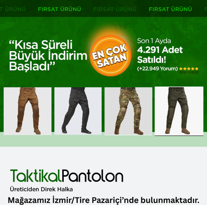 Su Geçirmez Askeri Tactical Pantolon – Çok Cepli & Yırtılmaz Kumaş